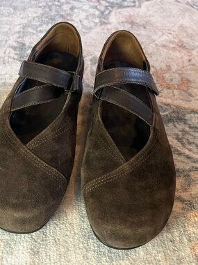 Wolky Brown Suede Mary Jane Slip-Ons